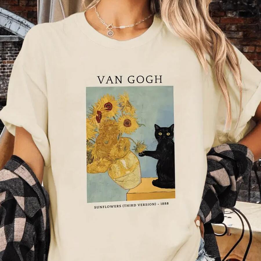 Sunflowers Third Version Unisex Basic Cotton T-Shirt - Kem - Xem 1