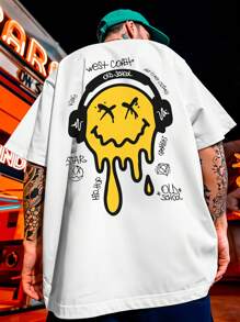 Oversized Streetwear Smile Old School T-Shirt REF 7089 VEST NERD - trắng - Xem 7