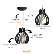 Round Wood Luxury Ceiling Chandelier Lamp Pendant Living Room Kitchen Wall Light - 黑色 - 查看 3