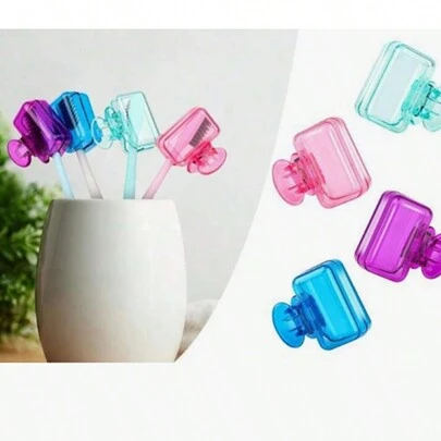 4 Pack Random Color Travel Toothbrush Head Cover Cap Toothbrush Protector Brush Case Protective Plastic Clip Suitable For Home Travel, Fits Most Manual And Electric Toothbrushes