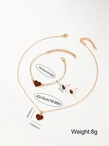 SOKI 5件套女士棕色PU表带休闲石英表套装，含心形项链、耳环、手链配饰，适合女士聚会、母亲节、生日佩戴或送给姐妹（不含礼盒） - 棕色 - 查看 6