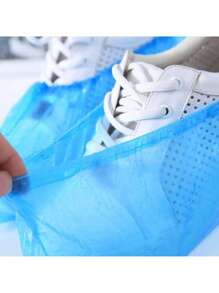 100pcs Disposable Plastic Shoe Covers, Slip Resistant Disposable Booties, Waterproof Rain Boots Covers, Mud Protection For Work Boots, Carpets, Suitable For Indoor, Office, Rainy Days, Schools, Home And Travel
