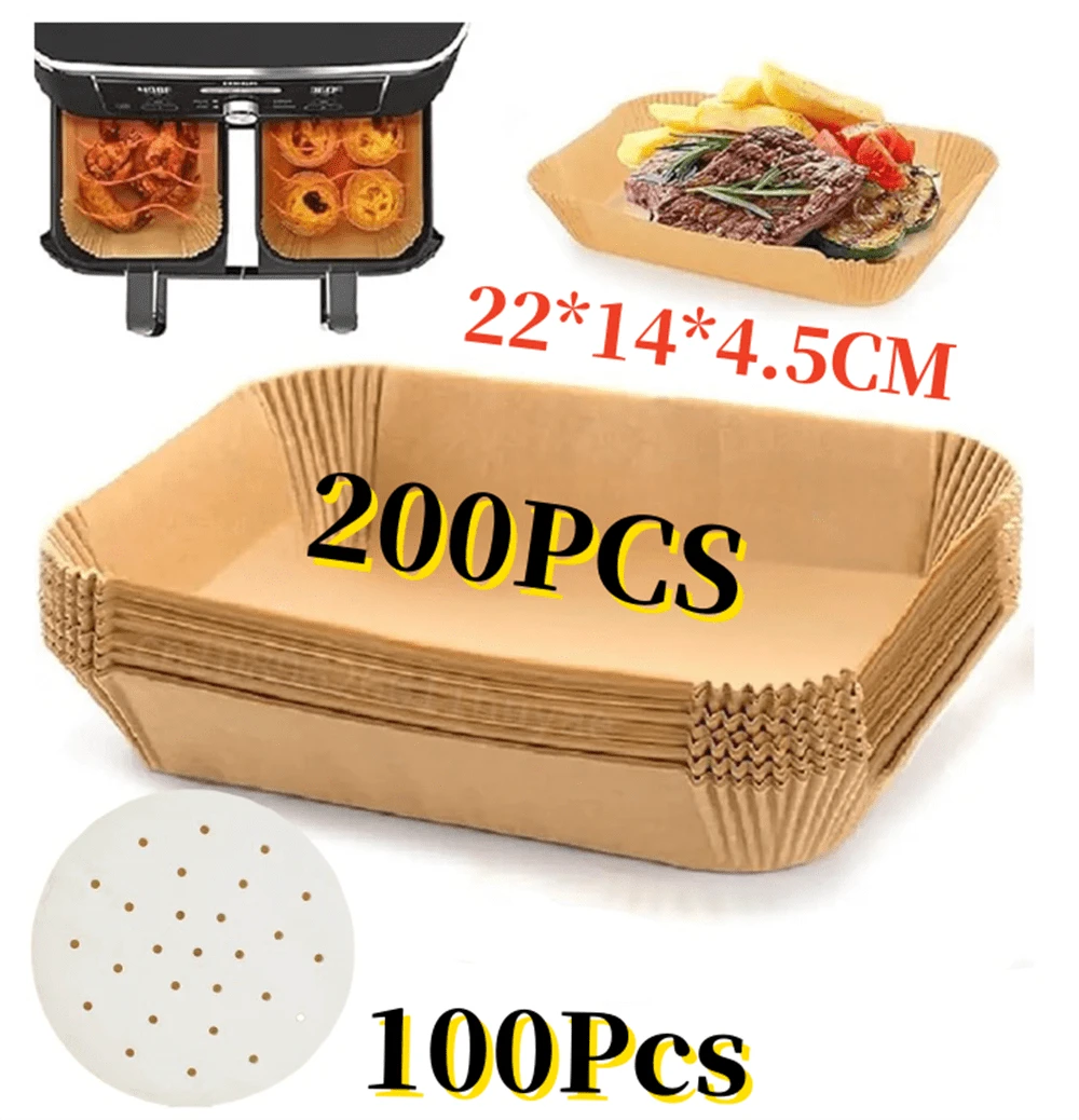 300pcs Air Fryer Paper Liners Disposable Non Stick Baking Parchment - Wood Color - View 1