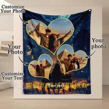 定制爱情背景图片和文字毯子，情人节装饰挂毯，个性化的理想礼物，适合他/她、男朋友、女朋友、爸爸、妈妈、家人、朋友、宠物，适合周年纪念日、情人节、母亲节、生日、儿童节、父亲节、毕业典礼、婚礼、圣诞节、沙发、床、汽车、卧室、客厅、办公室、户外露营、海滩、家庭墙壁装饰