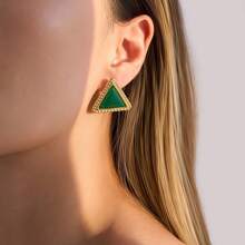 S SHOPBOHO 1 对婚礼礼物防水日常珠宝 8 毫米养殖淡水巴洛克珍珠耳环金环耳环女士 - 幾何 - 查看 2