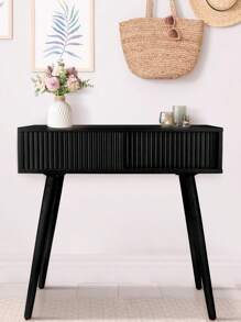 Console Table, Small Console Tables For Entryway 31" Vanity Desk Fluted Entrance Table, Black Entry Table Narrow Console Table Modern Hallway Table Modern Sofa Table For Living Room - Black - View 5