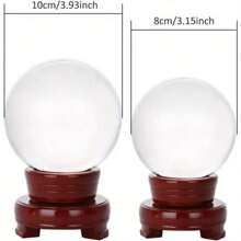 Crystal Ball With Wooden Stand 80mm K9 Photography Crystal Ball Clear Crystal Ball Clear Lens Ball Glass Ball For Meditation Divination Art Decoration - 80MM - View 2