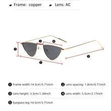 2025 New Fashion Metal Triangle Frame Small Cat Eye  Personality  Female Street Photography Internet Celebrity Glasses  Anti-UV - 黑色 - 查看 9