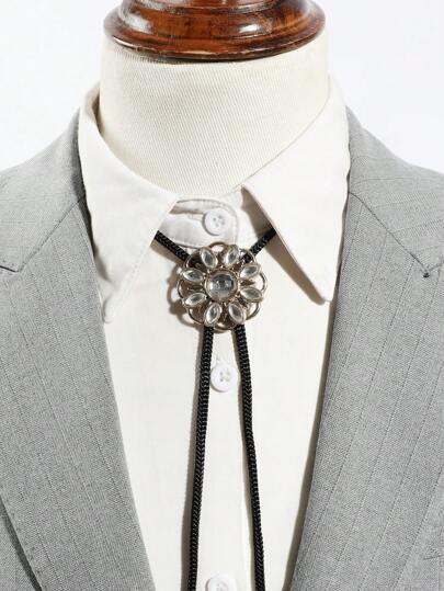 1 pieza Corbata de moño casual para hombres con decoración de flores de diamante de imitación, adecuada para fiesta, viaje, vacaciones, regalo a juego