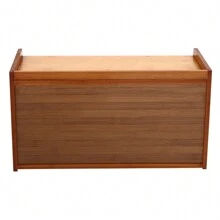 ZhdnBhnos Large Capacity Bread Box Kitchen Food Storage Box With Acrylic Window Home Wooden Bamboo Bread Box - Brown - View 10