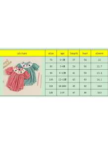 Baby Christmas Smocked Bubble Romper Plaid Santa Claus Gingerbread Embroidery Short Sleeve Crewneck Bodysuit Newborn Playsuit - 綠色 - 查看 6