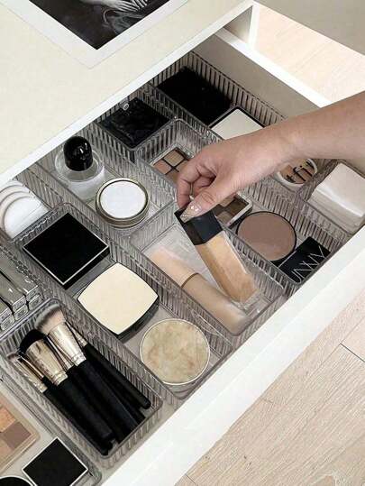 12pcs/10pcs/9pcs/6pcs/4pcs/3pcs/1pc Acrylic PET Makeup Organizer Set - Multiple Sizes, Suitable For Vanity And Dresser, Great For Storing Cosmetics And Skincare