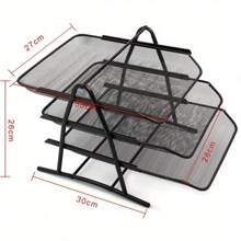 Mesh Desk Organiser 3 Tier Letter Tray Stackable Mesh File Holder Office A4 Filing Desktop Document Storage For Home Office (Black) - Black - View 2