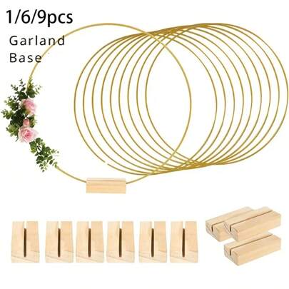 1/6/9pcs Elegant Golden Metal Floral Hoop Centerpiece Set - Ideal For DIY Wreaths & Table Decorations, Perfect For Weddings, Parties, Birthdays, Mother's & Father's Day, House Decorations For Home Gifts Graduation