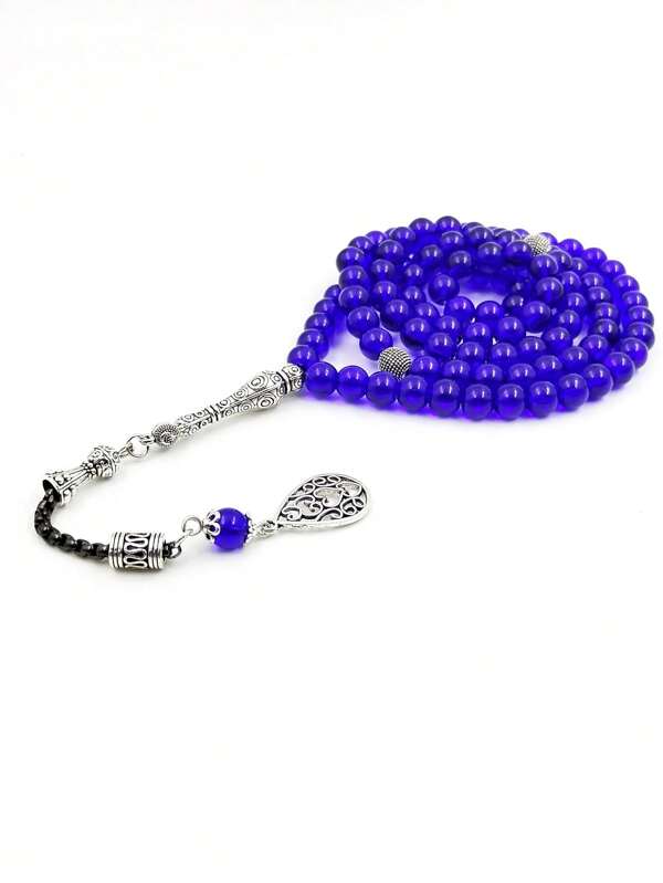8mm Blue Crystal Tasbih99 Beads With Metal Tassel Gift Eid Al-Fitr Car Accessories