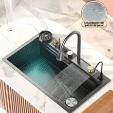 Fregadero De Cocina De Acero Inoxidable Con Accesorios 80x45 - Negro - Ver 4