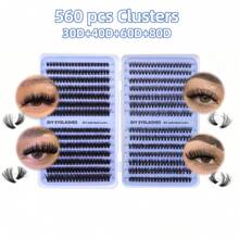 圣诞礼物新款 280/560 件大容量睫毛延长套装 - DIY 睫毛延长，带 30D 40D 60D 80D 睫毛簇，D 卷曲单根睫毛仿貂毛睫毛，10-18 毫米混合睫毛，640/448/576/570/544/560/240/184/120 件