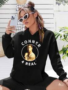 Women's Conner 4 Real Hoodies T-Shirts Official Merch Graphic Tees Casual Tops - màu đen - Xem 1