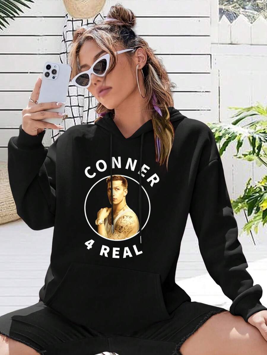 Women's Conner 4 Real Hoodies T-Shirts Official Merch Graphic Tees Casual Tops - màu đen - Xem 1