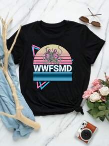 Lovers' Matching T-Shirts Flying Spaghetti Monster Pastafarianism FSM Women's T-Shirt Design - Black - View 1