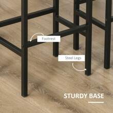 HOMCOM Industrial Bar Stools, Set Of 2 Kitchen Breakfast Bar Chairs With Footrest, Counter Height Island Stools For Dining Area, Home Pub, Rustic Brown - Brown - View 6