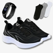 Women's Gym And Running Shoes + Digital Watch + Ankle Socks - màu đen - Xem 1