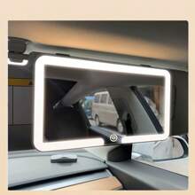 Rectangular Vanity Mirror With LED Lights For Car Visor, Adjustable Brightness, 3 Lighting Modes, USB Charging, Fits All Visor-Equipped Vehicles, Soft Lighting For Convenient In-Car Makeup - White - View 4
