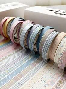 20 件装和纸胶带薄套装 7 毫米 * 3 米多图案纸质胶带遮蔽胶带礼品装饰贴纸、手账胶带、复古纸胶带、古董手账胶带、创意装饰 DIY、非常适合礼物、DIY 工艺包装、剪贴簿日记 - 彩色 - 查看 4