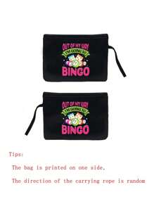Bộ túi xách và ví chủ đề xổ số bi-a, bộ túi xách và ví đựng tiền xu dành cho nữ, bao gồm túi xách và ví đựng tiền xu, túi nữ dung tích lớn, chất liệu vải, có thể giặt, có lớp lót, kiểu đeo vai thông thường, in khẩu hiệu "Tôi muốn chơi Bingo", có họa tiết xổ số, bi-a, các yếu tố số học và thể thao. - màu đen - Xem 9