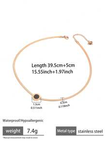 3pcs/Set Vintage Stainless Steel 18K Gold Plated Circular Plate & Roman Numeral Decor Earrings & Necklace Set