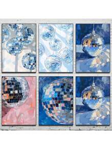 1 张海报热门蓝色墙壁艺术迪斯科舞厅家居装饰印刷少女柔软学院风多巴胺帆布画礼物无框架 - 彩色 - 查看 2