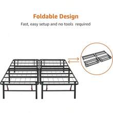 Basics Bed Frame With Storage, Foldable Metal Platform, Sturdy Steel, No Box Spring Needed, 14 Inches High, Tool-Free Setup, Full Size, Black - 14-inch - View 4