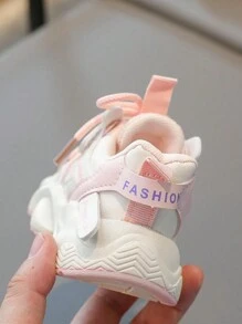 Infant Color Block Cute Pink Sport Casual Shoes, Soft Comfortable Non-Slip - Pink - View 6