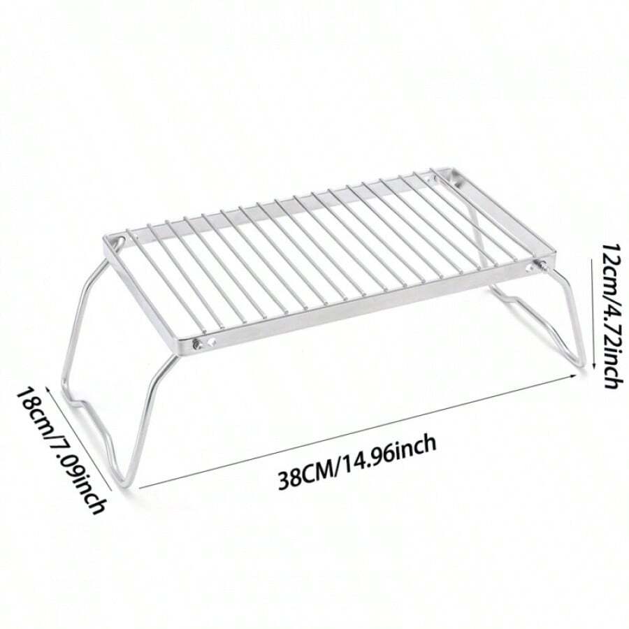 Camping Stove Stand Stainless Steel Camping Stove Grill Rack Portable Foldable - White - View 1