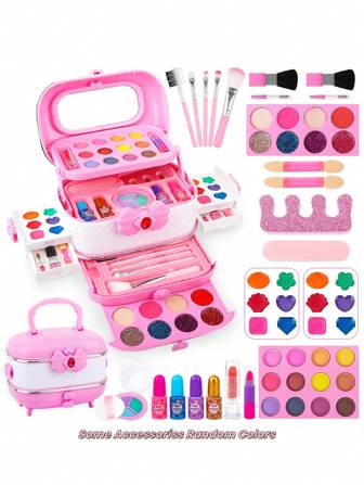 Conjunto de juguetes de maquillaje para juego de roles, con diferentes estilos de cajitas de maquillaje portátiles, ideal para regalo