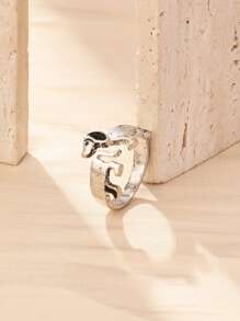 1 件时尚复古可爱小狗设计可调节戒指，百搭，适合女性