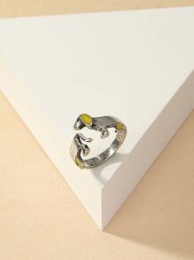 1 件时尚复古可爱小狗设计可调节戒指，百搭，适合女性