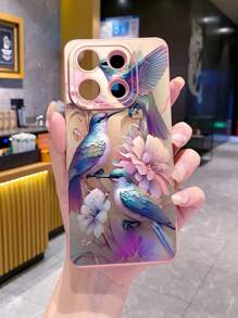 1个鸟花图案手机壳，兼容苹果/三星/Infinix/红米/OPPO/vivo/realme/POCO，防水防震防摔防刮。 - 粉色 - 查看 3