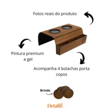 Kit 2 Cup Holder Tray With Control Holder Mat For Sofa Armrest - Camel - View 4