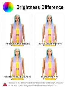NOBLE Rainbow Color Straight Lace Front Wigs Mint Pink Synthetic Lace Front Wigs Glueless Extra Long Silky Straight Hair 13x4x1 Lace Wigs For Women Sky Blue Green Color Heat Resistant Fiber Synthetic Hair Pre Plucked With Baby Hair Hairline Daily Party Cosplay Halloween Use