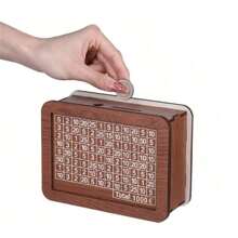 1 Stück Holzzähler Münzspardose - Großer Münzsparschwein für Erwachsene - Münzaufbewahrung bis zu 10.000 Euro mit Zielerfolgsverfolgung - Hochwertige Holzspardose mit Löschstift - Ideales Geschenk für Freunde - Premium Holz Münzbank (Ohne Acrylplatte), (Zufällige Farbe)