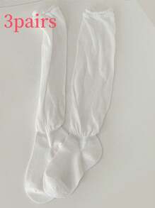 3 pares de calcetines largos hasta el muslo de mujer con puño de volantes, calcetines ligeros de un solo color, de múltiples formas de usar, calcetines de moda, súper versátiles