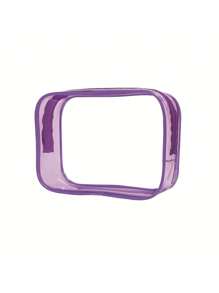 1pc Minimalist Clear Customized Name Cosmetic Makeup Bag For Home & Travel - Pink - View 3