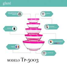 GLAZE Set Of 5 Glass Containers With Airtight Plastic Lids. (Blue, Purple, Red, Fuchsia) - Hot Pink - View 6