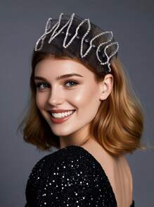 1 件黑色网状头带万圣节派对发饰宽边音乐会表演走秀派对配饰、发带、发箍、恐怖 - 黑色 - 查看 6