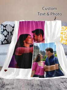 SEPTEVAGUS 1pc Custom Blanket With Picture, Personalized Photo Throw Blanket For Valentine's Day Multipurpose Living Room Sofa Outdoor Beach Camping Pet, Personalized Family/Pet/Couple Photo Printed Bedding Blanket, Personalized Christmas Gifts, Mother's Day/Father's Day Gift, Family Gift, Birthday Gifts, Gift For Friend, Gift For Her
