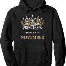 Princesses Are Born In November Design Cute Girls Birthday Pullover Hoodie - ブラック - チェックする 1