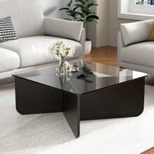 FXLTSBL Glass Coffee Table, 5mm Tempered Glass Top, Modern Coffee Table, Side Table, Living Room Table, Sofa Table, Coffee Table, For In Front Of The Sofa In The Living Room