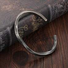 Brazalete vikingo de estilo vintage con diseño de bucle de Möbius y arabesco grabado, de aspecto vintage y ajustable, para hombres - Multicolor - Ver 4