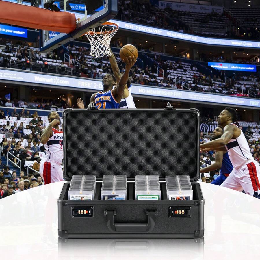 Graded Card Storage Box, 4 Or 5 Slots, Graded Sports Cards Holder Carrying Case With Key Or Coded Lock Foam Dividers, For 96-162 PSA Graded Cards, 68-115 BGS Cards, 76-130 SGC Cards, 348-428 Top Loaders Or 999+ Loose Cards - 4 Slots, Coded Lock, for 108 PSA - 查看 1